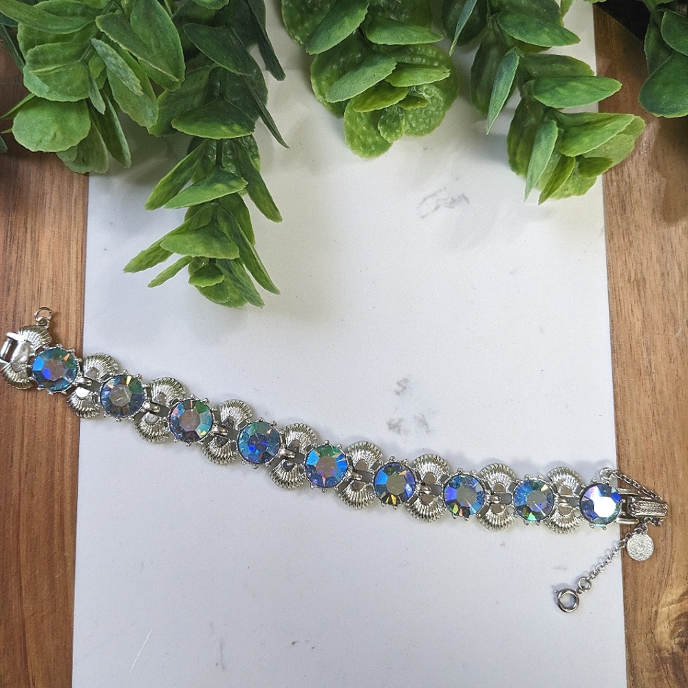 Coro Silver Bracelet with Blue Accents